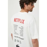 Lacoste Pamučna majica x Netflix boja: bijela, s uzorkom