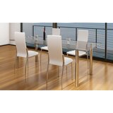 Maison Chic Jedilni stoli - Vzorci stoli 4 kosi belo umetno usnje A645, (22032320) | Shoptok.si