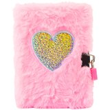  Plush Diary Notebook with Padlock and 2 Keys Heart Pink A6 80 Sheets | shoptok.hr