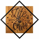 Wallity Drvo-metalni zidni ukras 54x54 cm Life Begins After Coffee -