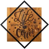 Wallity Lesena/kovinska stenska dekoracija 54x54 cm Life Begins After Coffee – Wallity Cene