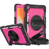 NIKCORP Etui za iPad 10.2 (7./8./9. gen) robusten ovitek z vrtljivim stojalom, držalom za pisalo in pasom, polikarbonat, rožnat, (5000139072) | Shoptok.si