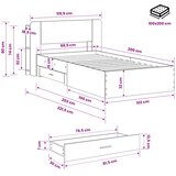  Okvir kreveta s pohranom s uzglavljem Siva Sonoma 100 x 200 cm | shoptok.hr