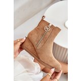 Boto Insulated wedge boots with decorative zipper eco suede camel Leretha | ePonuda.com