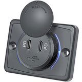 INF black shell dual pd flat square charger black+blue, (21536744) | Shoptok.si