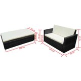  2-dijelna vrtna garnitura od poliratana s jastucima crna | shoptok.hr