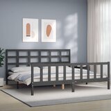 vidaXL Posteljni okvir z vzglavjem siv 200x200 cm trden les Cene