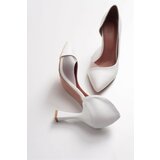 LuviShoes 653 White Skin Heels Women's Shoes Cene
