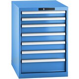 LISTA Predalnik, jeklena pločevina, VxŠ 800 x 564 mm, 7 predalov, svetlo modra | Shoptok.si