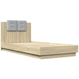  The Living Store Posteljni okvir z vzglavjem sonoma hrast 90x200 cm inž. les - Posteljni Okvir, (21450495) | Shoptok.si