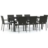  9-dijelni vrtni blagovaonski set s jastucima crni od poliratana | shoptok.hr