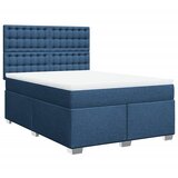 vidaXL Box spring postelja z vzmetnico modra 140x190 cm blago, (21306430) | Shoptok.si