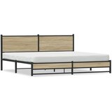 vidaXL Kovinski posteljni okvir brez vzmetnice sonoma hrast 200x200 cm Cene