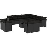 Maison Chic Seti vrtnega pohištva - Vrtna garnitura - Vrtni pohištvo set 14-delna z blazinami črn poli ratan, (21809780) | Shoptok.si