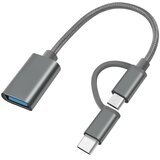 JINGHUA Adapter OTG Type-C, Micro USB na USB Z 3.0, Sivi | Eponuda.com