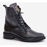 Zazoo 2955 Lacquered Ankle Boots Workers With Golden Detail On The Tongue Black | shoptok.hr