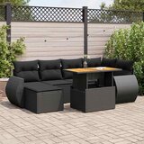  7-dijelni set vrtnih sofa od poliratana s jastucima crni Cijene