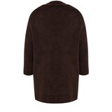 Trendyol Brown Soft Textured Wide Fit Knitwear Cardigan | Shoptok.si