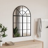 vidaXL Zidno ogledalo crno 60 x 30 cm lučno željezno cijene