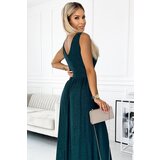 Numoco Long brocade dress with a neckline and slit | Shoptok.si