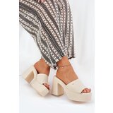 Boto Women's Eco Leather Heeled Platform Sandals Light Beige Tamirella | Shoptok.si