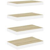 vidaXL Stenske police 4 kosi barva hrasta in bela 40x23x3,8 cm MDF, (20915747) | Shoptok.si