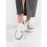GOODIN White leather sneakers on a platform Cene