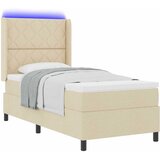  LED Box Spring Krevet s uzglavljem Krema 100 x 200 cm tkanina | shoptok.hr