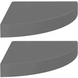 vidaXL Plutajuće kutne police 2 kom sjajne sive 25 x 25 x 3,8 cm MDF | shoptok.hr