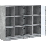  Regal za knjige s vratima boja betona 136 x 37 x 109 cm drveni | shoptok.hr