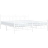 Metalni okvir kreveta uzglavlje i podnožje bijeli 200x200 cm | shoptok.hr