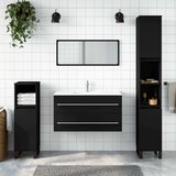 Maison Chic Kopalniška omarica - Kopalniški kabinet z ogledalom črn inženirski les, (21794663) | Shoptok.si
