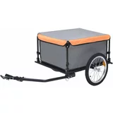 vidaXL Prikolica za bicikl sivo-narančasta 65 kg