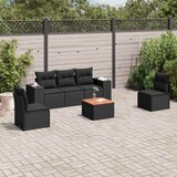  6-dijelni set vrtnih sofa s jastucima crni od poliratana | shoptok.hr