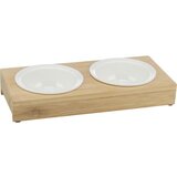  Set keramičkih činija na stalku od bambusovog drveta 2x 0.25l 12cm 60x5x14cm bele činije | Eponuda.com