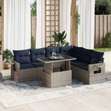  7-dijelni set vrtnih sofa od poliratana s jastucima sivi | shoptok.hr