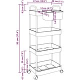 vidaXL Voziček za shranjevanje 4-nadstropna prozoren 37x28x68 cm akril | Shoptok.si