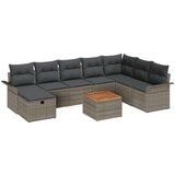 vidaXL 9-dijelni set vrtne sofe s jastučićima sivi poliratan, 2-sjedna vrtna sofa s prostorom za spremanje i jastučićima sivi poliratan | shoptok.hr
