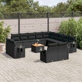  14-dijelni set vrtnih sofa s jastucima poliratan crni | shoptok.hr