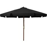 vidaXL Zunanji senčnik z lesenim drogom 330 cm črn Cene