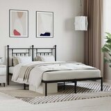  Metalni okvir za krevet s uzglavljem crni 140x200 cm | shoptok.hr