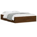 Maison Chic Posteljni okvir - Dvoposteljna postelja - Zakonska postelja s predali rjavi hrast 135x190 cm inženirski les, (21696477) | Shoptok.si