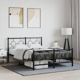 Maison Chic Kovinski Posteljni okvir - Dvoposteljna postelja - Zakonska postelja z vzglavjem in vznožjem črn 140x200 cm, (21696666) | Shoptok.si