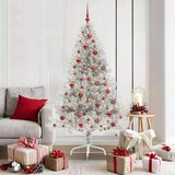 vidaXL Umjetna preddekorirana božićna jelka srebrna 180 cm PET | Shoptok.si