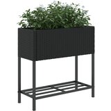 Vrtne sadilice s policom 2 kom crne 70 x 28 x 70 cm poliratan | shoptok.hr