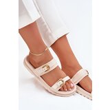 Boto Women's sandals with straps and gold buckles light beige Selana | Shoptok.si