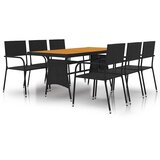  7-dijelni vanjski blagovaonski set od poliratana crni | shoptok.hr