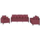  3-dijelni set sofa s jastucima crvena boja vina od tkanine | shoptok.hr