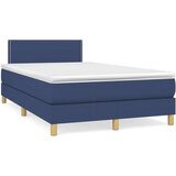  Box spring postelja z vzmetnico moder 120x200 cm blago, (20723481) | Shoptok.si