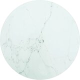 Stolna ploča bijela Ø 30 x 0,8 cm staklena s mramornim uzorkom | shoptok.hr